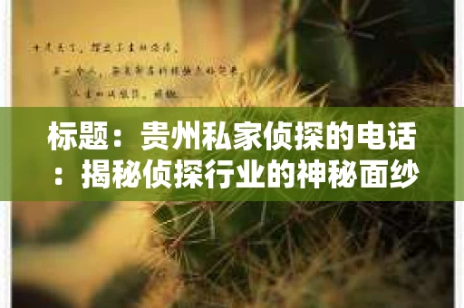 标题：贵州私家侦探的电话：揭秘侦探行业的神秘面纱