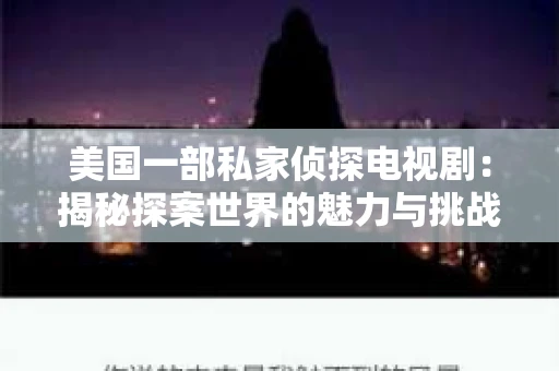 美国一部私家侦探电视剧:揭秘探案世界的魅力与挑战 美国一部私家侦探电视剧:揭秘探案世界的魅力与挑战